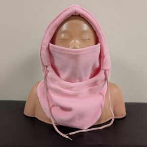 Pink Fleece Hooded Face Cover